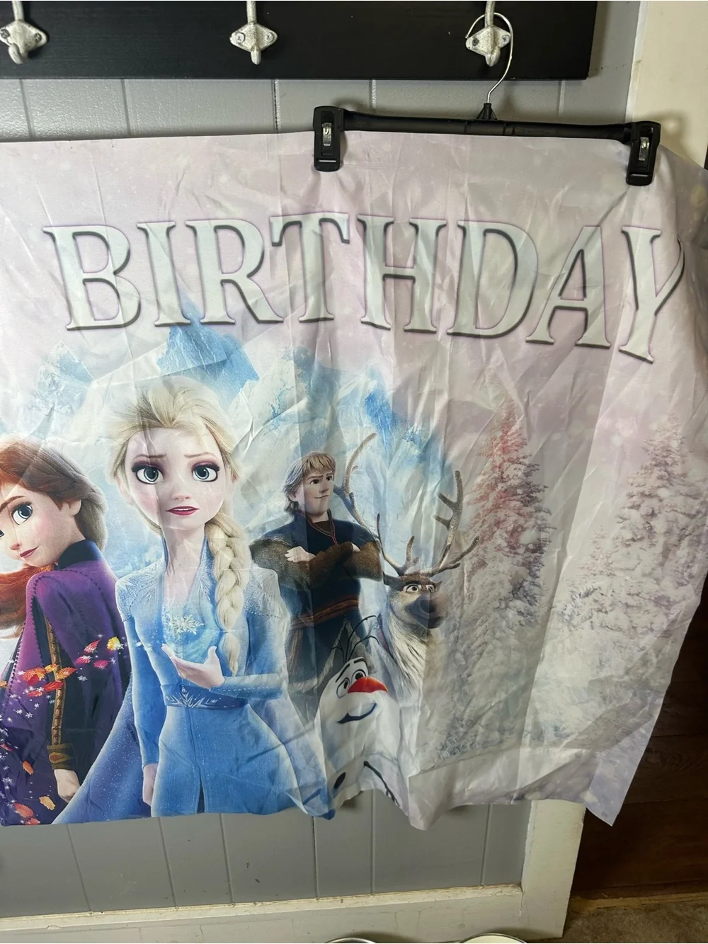 Disney Frozen Party happy birthday Backdrop - Blue, Purple, White 60x40